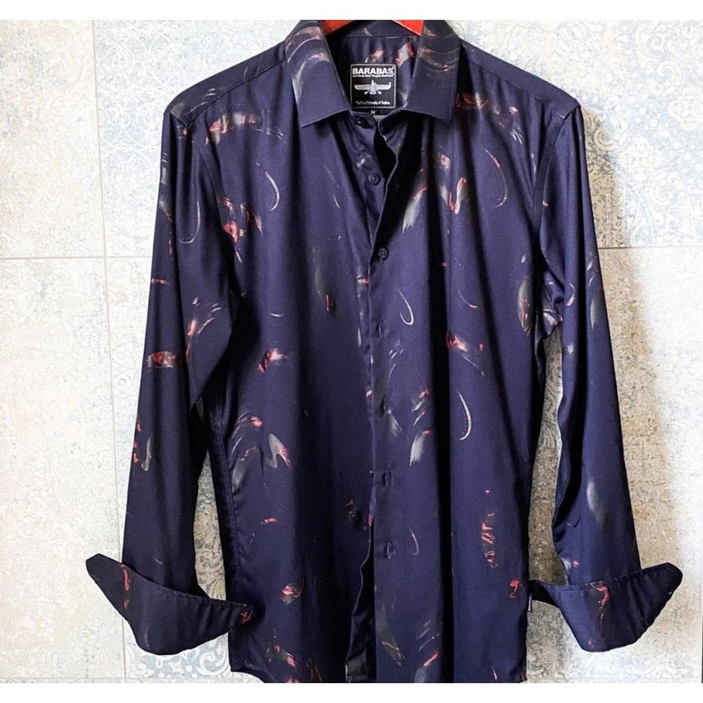BARABAS Mens Button Down Abstract Luxury Shirt True Philosophy XXL Designer